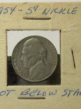 1954 Jefferson Nickel - Rare "Dot Below Star" Die Error - Circulated